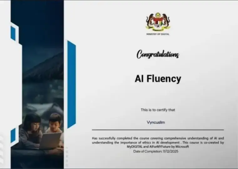 AI Fluency course completion certificate
